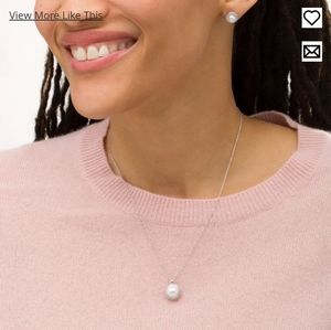 People's Jewelers Pearl & White Sapphire Necklace & Earrings Set